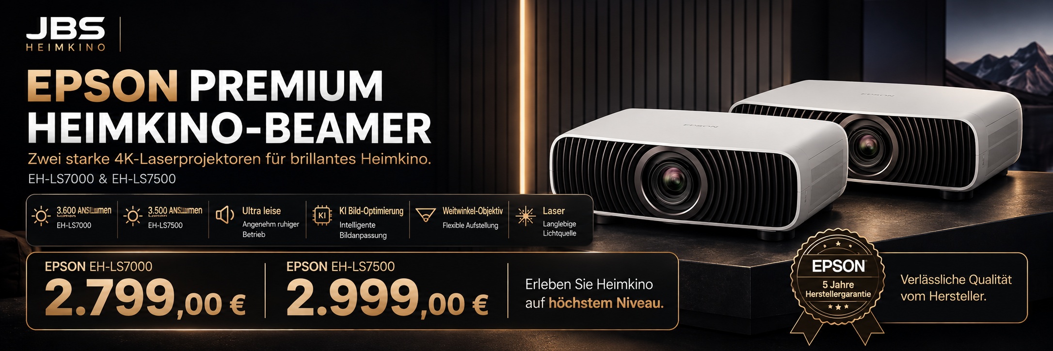 EPSON Premium Heimkino-Beamer EH-LS7000 und EH-LS7500 bei JBS Heimkino